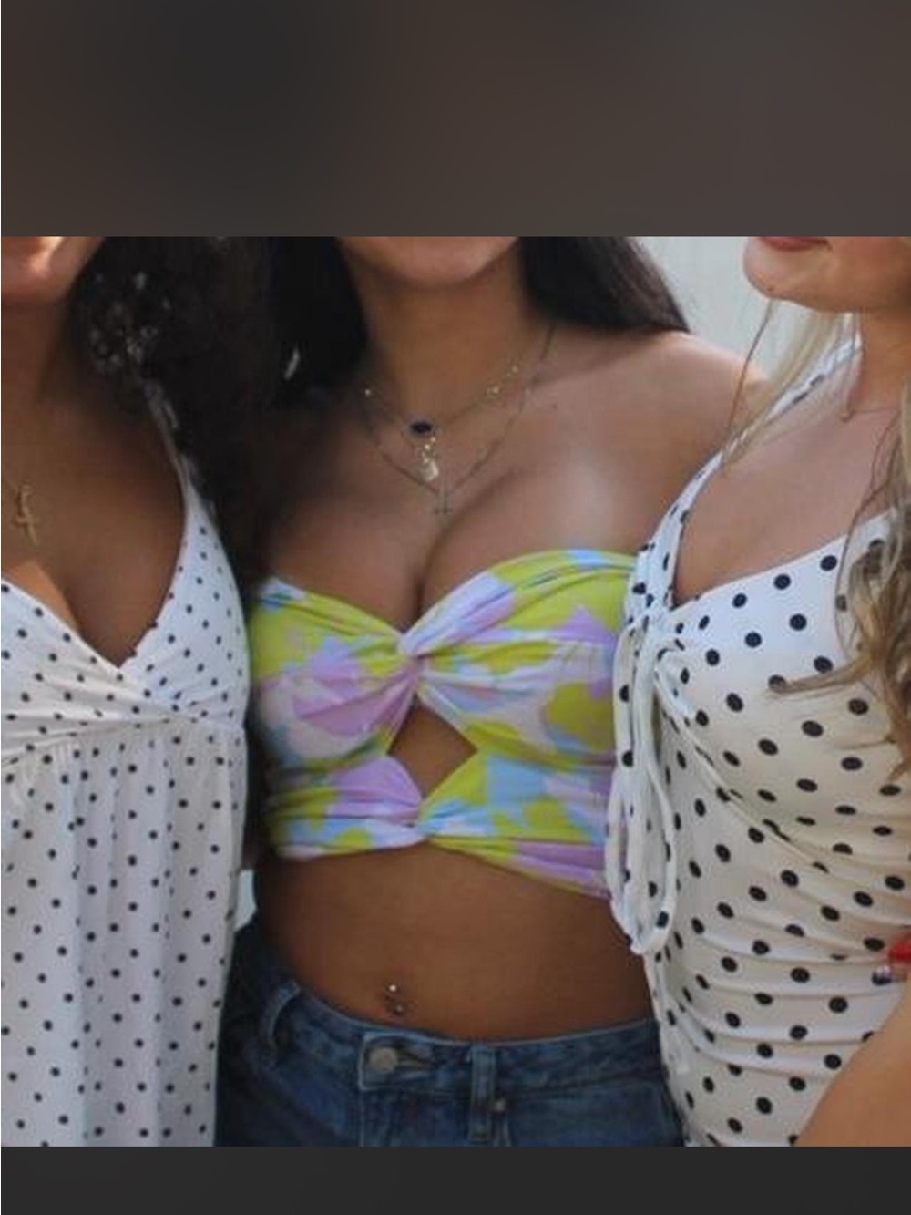 Twist-Knot Bandeau Crop Top in Lime Multi